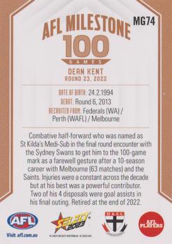 2023 Select AFL Footy Stars - AFL Milestones Games #MG74 Dean Kent Back